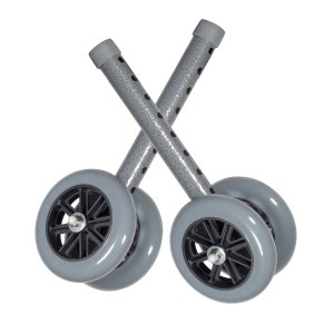 Drive Medical 5" Bariatric Walker Wheels with Two Sets of Rear Glides, Pack of 1, 10118SV